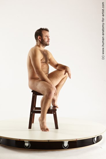 Nude Man White Sitting poses - simple Average Short Brown Sitting poses - ALL Multi angles poses Realistic