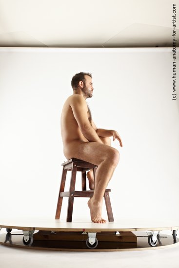 Nude Man White Sitting poses - simple Average Short Brown Sitting poses - ALL Multi angles poses Realistic