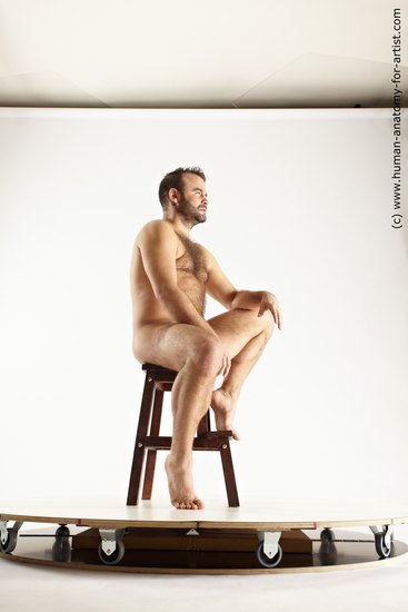 Nude Man White Sitting poses - simple Average Short Brown Sitting poses - ALL Multi angles poses Realistic