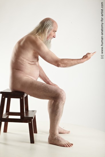 Nude Man White Sitting poses - simple Average Long Grey Sitting poses - ALL Realistic