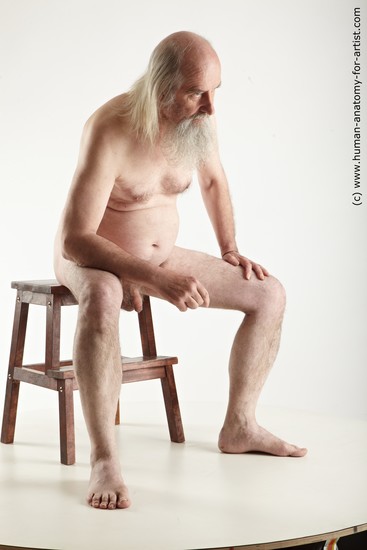 Nude Man White Sitting poses - simple Average Long Grey Sitting poses - ALL Realistic