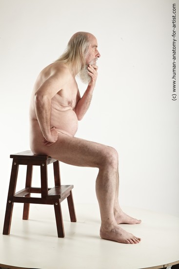 Nude Man White Sitting poses - simple Average Long Grey Sitting poses - ALL Realistic