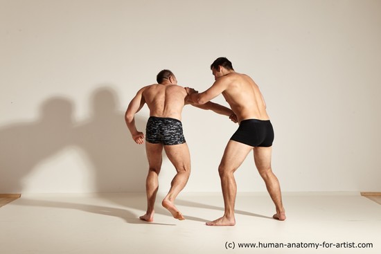 Underwear Fighting Man - Man White Moving poses Muscular Short Brown Dynamic poses Academic