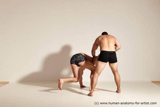 Underwear Fighting Man - Man White Moving poses Muscular Short Brown Dynamic poses Academic