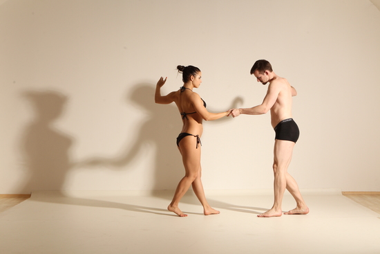 Underwear Woman - Man White Average Short Brown Dancing Dynamic poses Academic