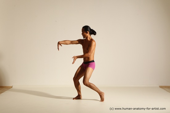 Underwear Martial art Man Asian Standing poses - ALL Slim Long Black Standing poses - simple Dynamic poses Academic