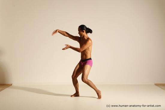 Underwear Martial art Man Asian Standing poses - ALL Slim Long Black Standing poses - simple Dynamic poses Academic