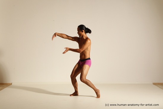 Underwear Martial art Man Asian Standing poses - ALL Slim Long Black Standing poses - simple Dynamic poses Academic