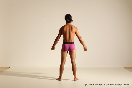 Underwear Martial art Man Asian Standing poses - ALL Slim Long Black Standing poses - simple Dynamic poses Academic