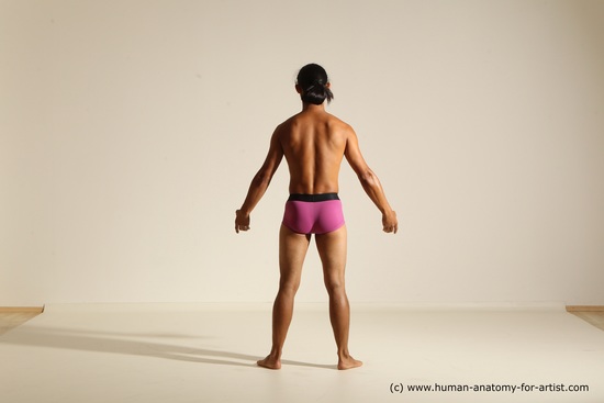 Underwear Martial art Man Asian Standing poses - ALL Slim Long Black Standing poses - simple Dynamic poses Academic