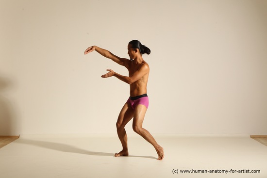 Underwear Martial art Man Asian Standing poses - ALL Slim Long Black Standing poses - simple Dynamic poses Academic