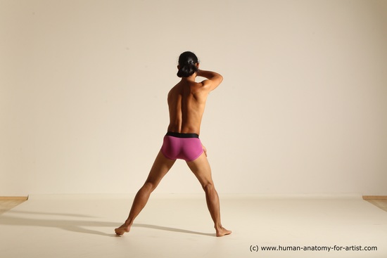 Underwear Martial art Man Asian Standing poses - ALL Slim Long Black Standing poses - simple Dynamic poses Academic