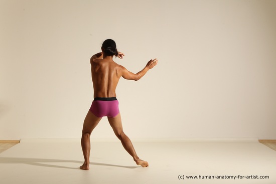 Underwear Martial art Man Asian Standing poses - ALL Slim Long Black Standing poses - simple Dynamic poses Academic