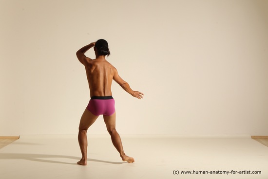 Underwear Martial art Man Asian Standing poses - ALL Slim Long Black Standing poses - simple Dynamic poses Academic