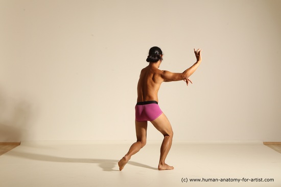 Underwear Martial art Man Asian Standing poses - ALL Slim Long Black Standing poses - simple Dynamic poses Academic