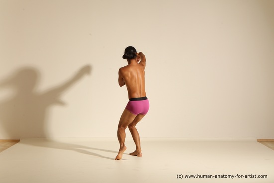 Underwear Martial art Man Asian Standing poses - ALL Slim Long Black Standing poses - simple Dynamic poses Academic