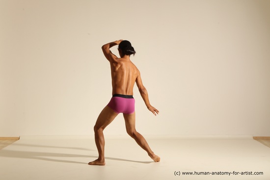 Underwear Martial art Man Asian Standing poses - ALL Slim Long Black Standing poses - simple Dynamic poses Academic