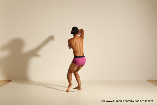 Underwear Martial art Man Asian Standing poses - ALL Slim Long Black Standing poses - simple Dynamic poses Academic