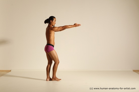 Underwear Martial art Man Asian Standing poses - ALL Slim Long Black Standing poses - simple Dynamic poses Academic