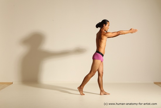 Underwear Martial art Man Asian Standing poses - ALL Slim Long Black Standing poses - simple Dynamic poses Academic