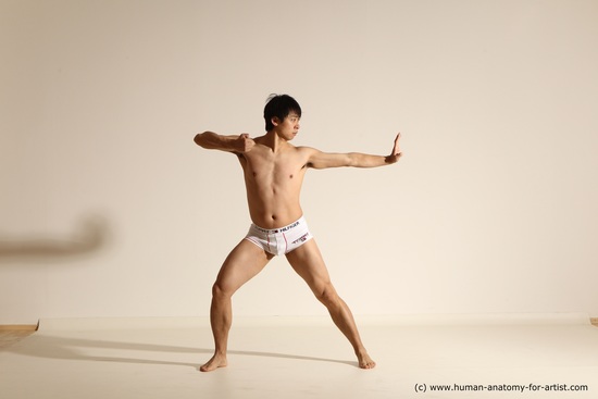 Underwear Martial art Man Asian Moving poses Average Short Black Dynamic poses Academic