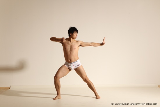 Underwear Martial art Man Asian Moving poses Average Short Black Dynamic poses Academic