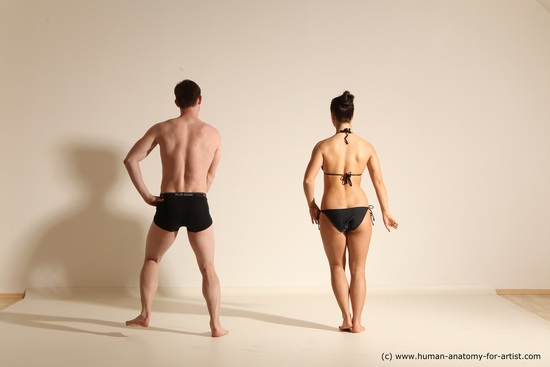 Underwear Woman - Man White Average Short Brown Dancing Dynamic poses Academic