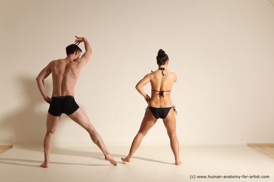 Underwear Woman - Man White Average Short Brown Dancing Dynamic poses Academic