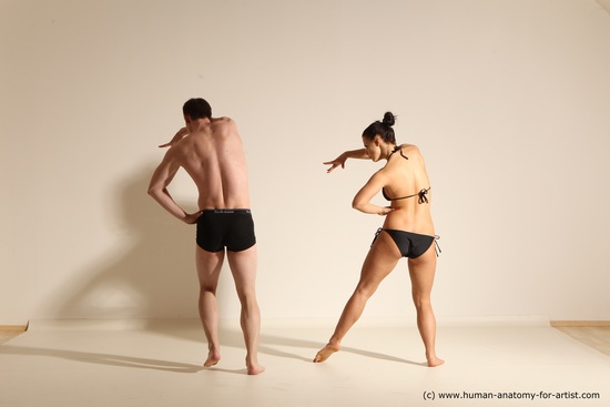 Underwear Woman - Man White Average Short Brown Dancing Dynamic poses Academic