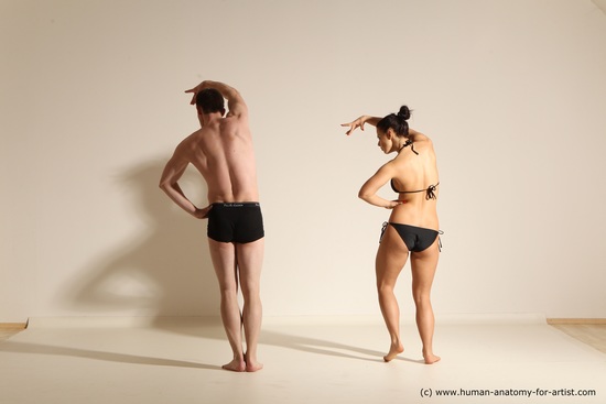 Underwear Woman - Man White Average Short Brown Dancing Dynamic poses Academic