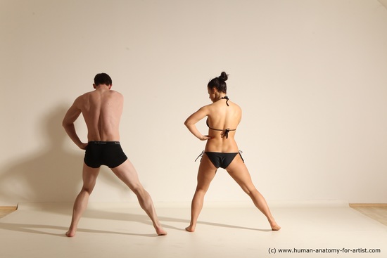 Underwear Woman - Man White Average Short Brown Dancing Dynamic poses Academic