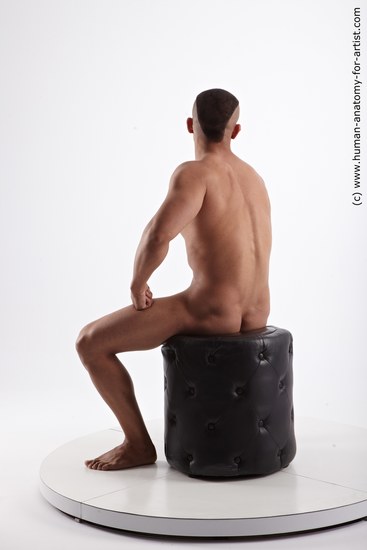 Nude Man Another Sitting poses - simple Muscular Short Black Sitting poses - ALL Realistic
