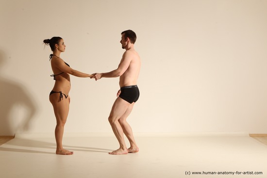 Underwear Woman - Man White Average Short Brown Dancing Dynamic poses Academic