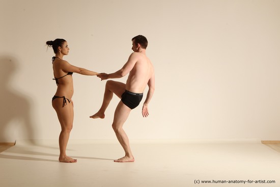 Underwear Woman - Man White Average Short Brown Dancing Dynamic poses Academic