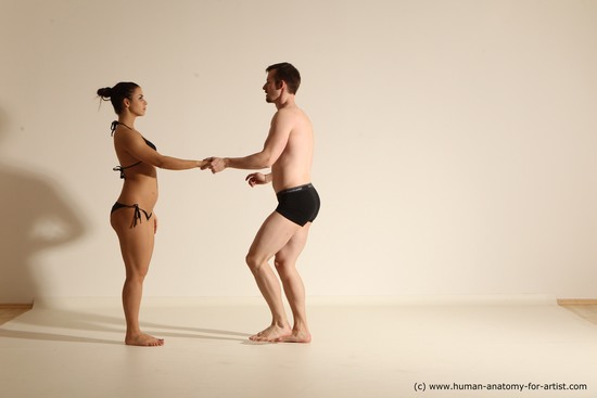 Underwear Woman - Man White Average Short Brown Dancing Dynamic poses Academic