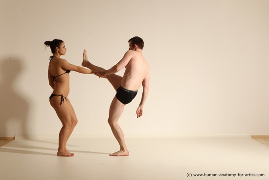 Underwear Woman - Man White Average Short Brown Dancing Dynamic poses Academic