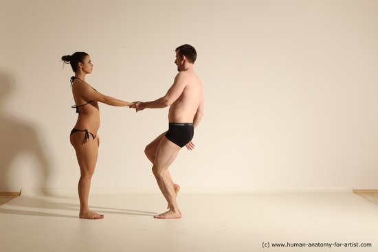 Underwear Woman - Man White Average Short Brown Dancing Dynamic poses Academic