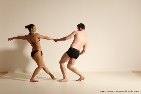 Underwear Woman - Man White Average Short Brown Dancing Dynamic poses Academic