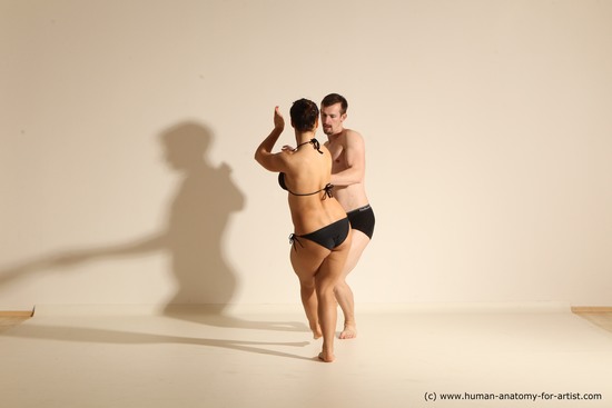 Underwear Woman - Man White Average Short Brown Dancing Dynamic poses Academic