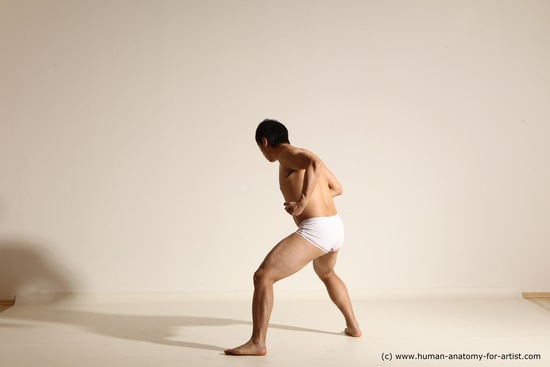 Underwear Martial art Man Asian Moving poses Average Short Black Dynamic poses Academic