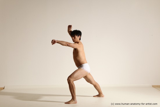 Underwear Martial art Man Asian Moving poses Average Short Black Dynamic poses Academic