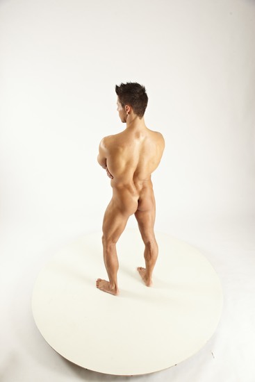 Nude Man White Muscular Short Blond Multi angles poses Realistic