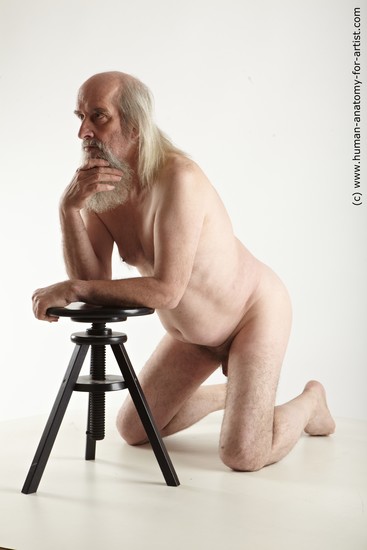 Nude Man White Kneeling poses - ALL Average Long Grey Kneeling poses - on one knee Realistic