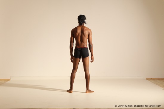 Underwear Man Black Athletic Black Dancing Dreadlocks Dynamic poses Academic