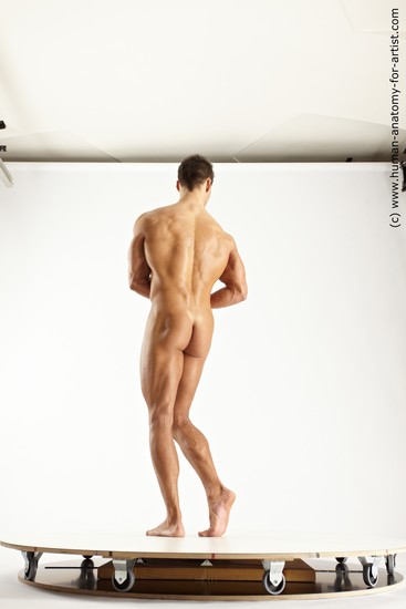 Nude Man White Standing poses - ALL Muscular Short Blond Standing poses - simple Multi angles poses Realistic
