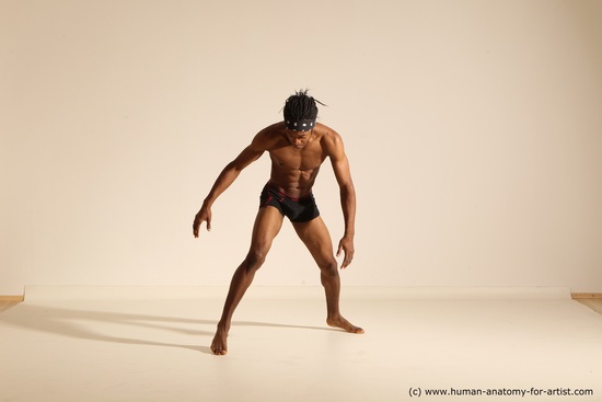 Underwear Man Another Athletic Black Dancing Dreadlocks Dynamic poses Academic