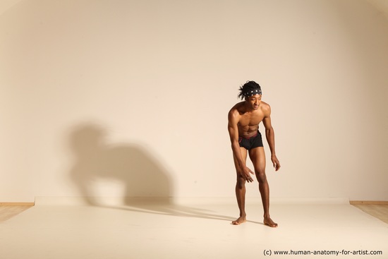 Underwear Man Another Athletic Black Dancing Dreadlocks Dynamic poses Academic