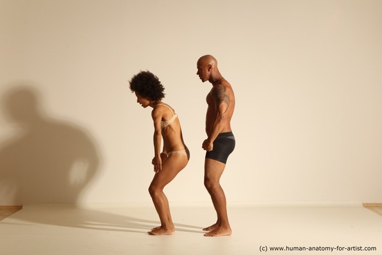 Underwear Woman - Man Another Athletic Black Dancing Dreadlocks Dynamic poses Academic