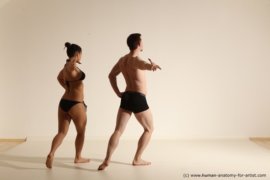 Swimsuit Woman - Man White Athletic Dancing Dynamic poses Academic