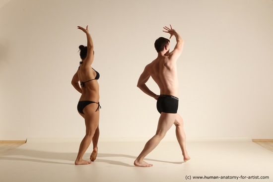 Swimsuit Woman - Man White Athletic Dancing Dynamic poses Academic